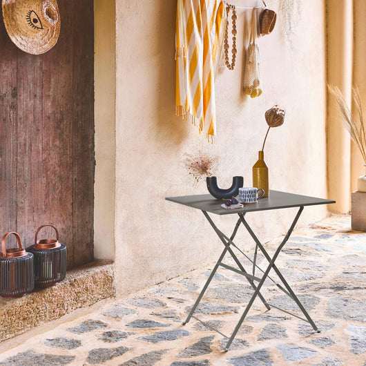 Tavolo da giardino bistrot pieghevole in metallo 70x70cm, 2 posti,