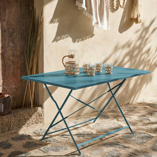 Tavolo da giardino bistrot pieghevole in metallo, 110cm, blu