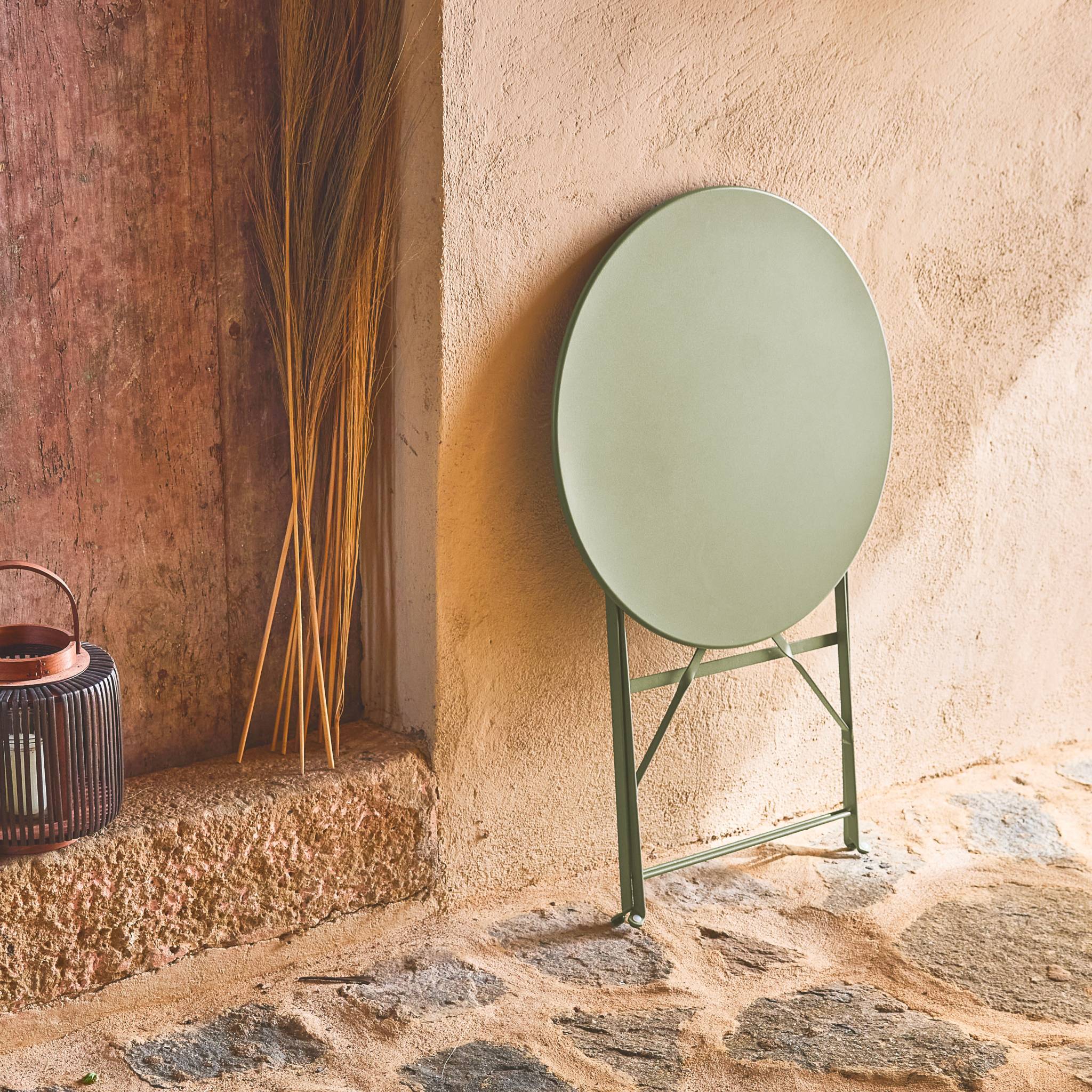 Tavolo da giardino bistrot pieghevole in metallo, 2 posti , verde