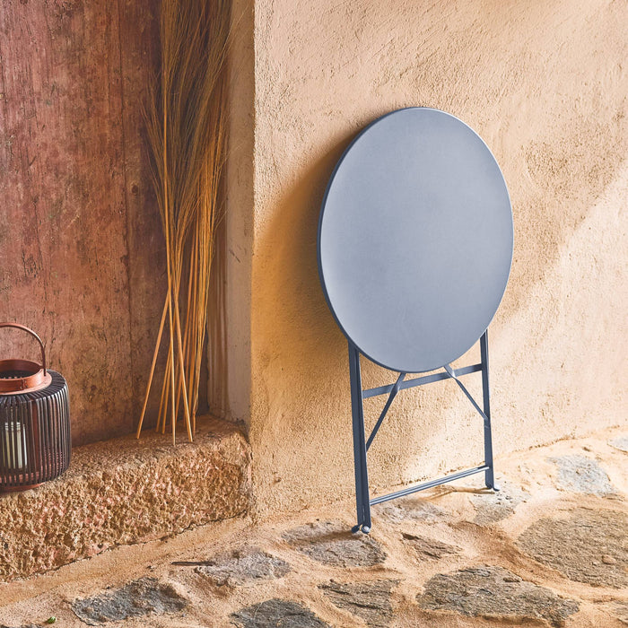 Tavolo da giardino bistrot pieghevole in metallo, 2 posti , blu grigio