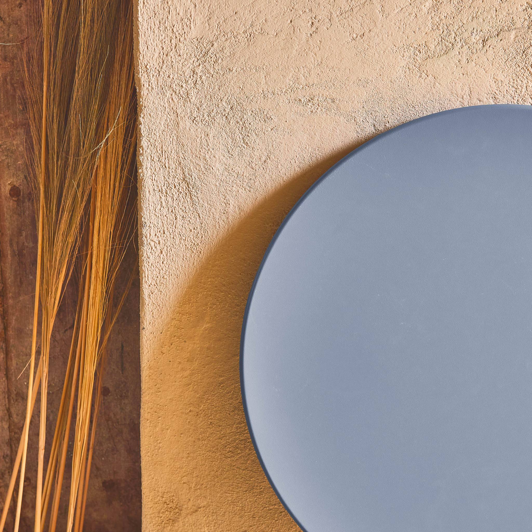 Tavolo da giardino bistrot pieghevole in metallo, 2 posti , blu grigio