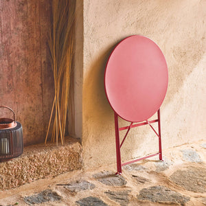 Tavolo da giardino bistrot pieghevole in metallo, 2 posti , terracotta