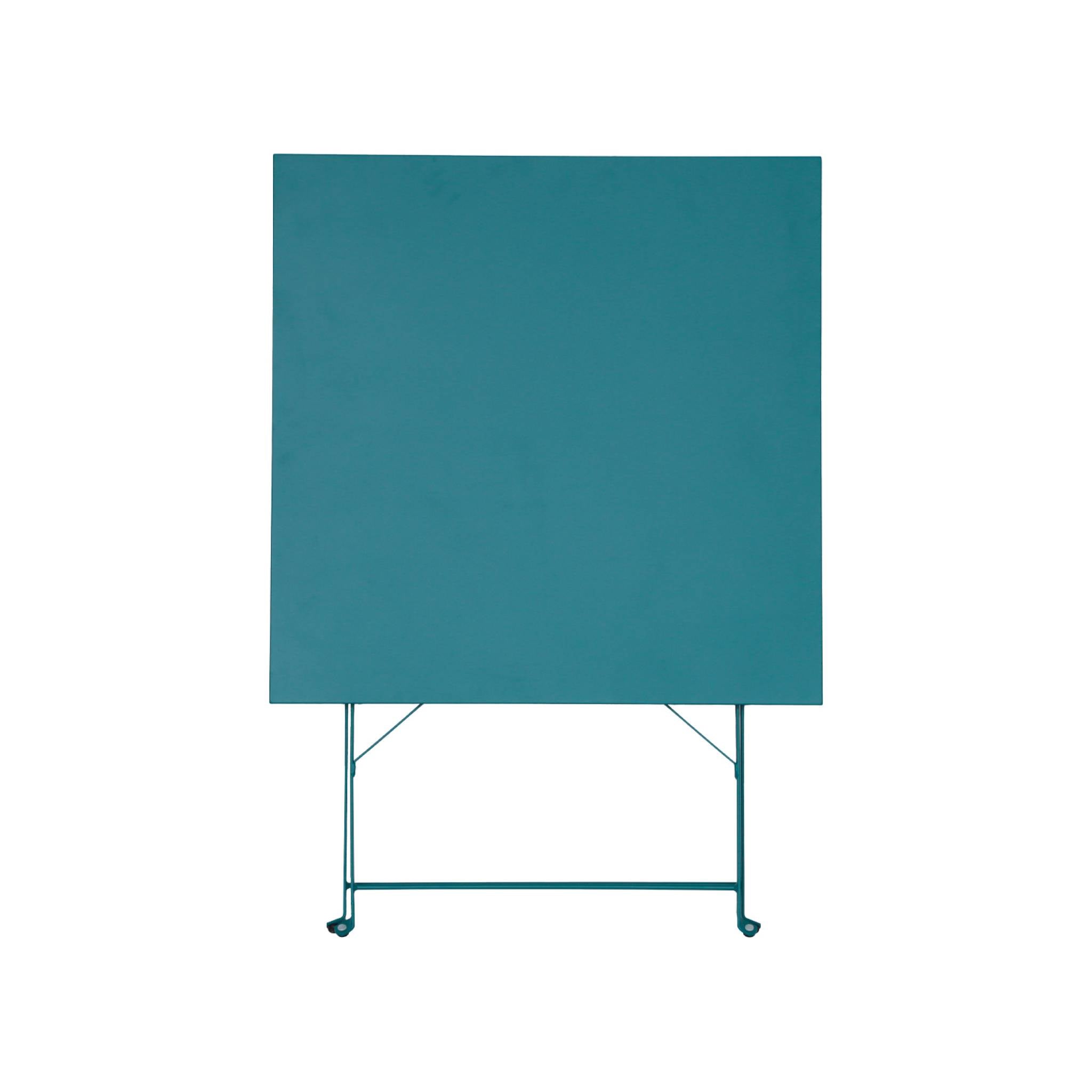 Tavolo da giardino bistrot pieghevole in metallo 70x70cm, 2 posti, blu