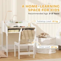 Set Scrivania per Bambini con Spazio di Archiviazione, Scomparti Aperti, Sedia, 3-8 Anni, Legno