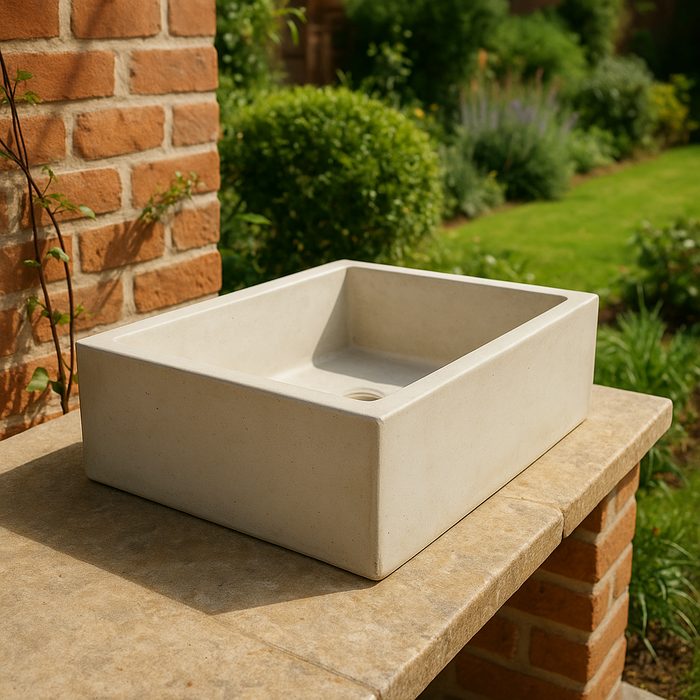 Pilozza lavabo rettangolare cemento calcestruzzo 45 x 35 x h.16 cm serie ostuni