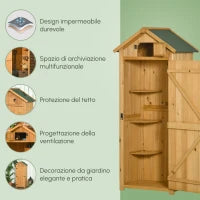 Capanno da Giardino Porta Attrezzi in Legno Impermeabile, 77x54.2x179 cm Giallo