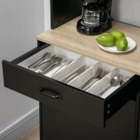 Credenza Cucina Alta con 3 porte e ripiano,cassetto, nicchia e ampio piano, Buffet industriale multi-stoccaggio in metallo, nero| Aosom Italy