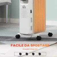 Calorifero a Olio a 9 Elementi, 3 Livelli di Riscaldamento e Timer, 42.5x24x63cm, Bianco