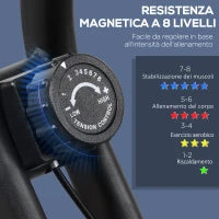 Cyclette Professionale con Resistenza e Altezza Regolabile, in Acciaio e PP, 41x86x112 cm, Nera