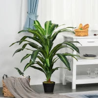 Pianta Tropicale Decorativa Dracena Finta in Plastica con Vaso per Interno ed Esterno, Ф18 x 110cm