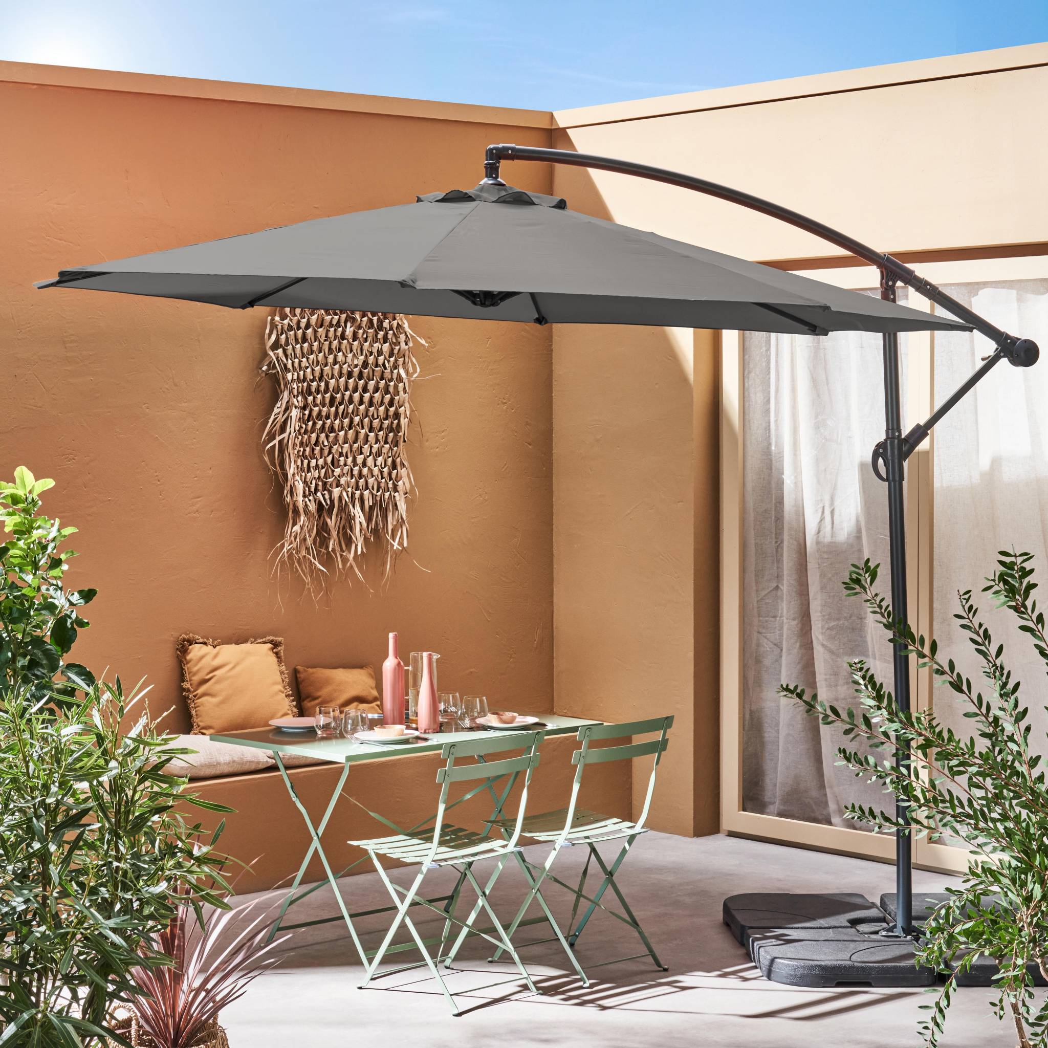 Ombrellone rotondo offset 300cm, grigio