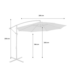 Ombrellone rotondo offset 300cm, verde kaki
