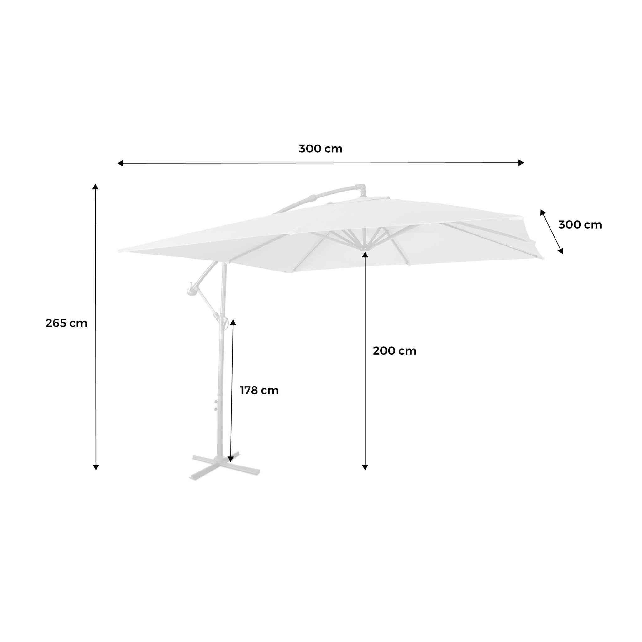 Ombrellone quadrato offset 3x3m, verde kaki
