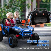 Macchina Elettrica per Bambini 3-8 Anni 24V con Guida Manuale e Telecomando, Velocità 5-7km/h, Blu