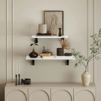 Set di 2 Tavoli Pieghevoli da Parete, in Legno, per Cucina, Sala da Pranzo, Ufficio, Bianco Lucido