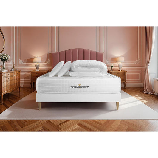 Pacchetto letto completo - Materasso 140x200cm + Box spring con doghe (kit) + 2 cuscini + Piumino - Buckingham