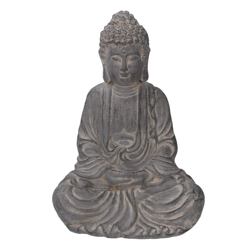 Buddha resina grigio cm27x20h39