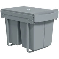 Pattumiera Estraibile Sottolavello per Differenziata con 2 Secchi da 20L, 52x33.5x41 cm, Grigio