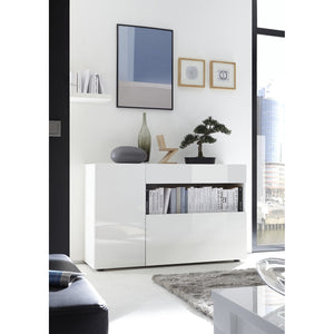 Credenza con 1 cassetto e 2 ante, collezione KALO, colore bianco, ideale per il tuo soggiorno.