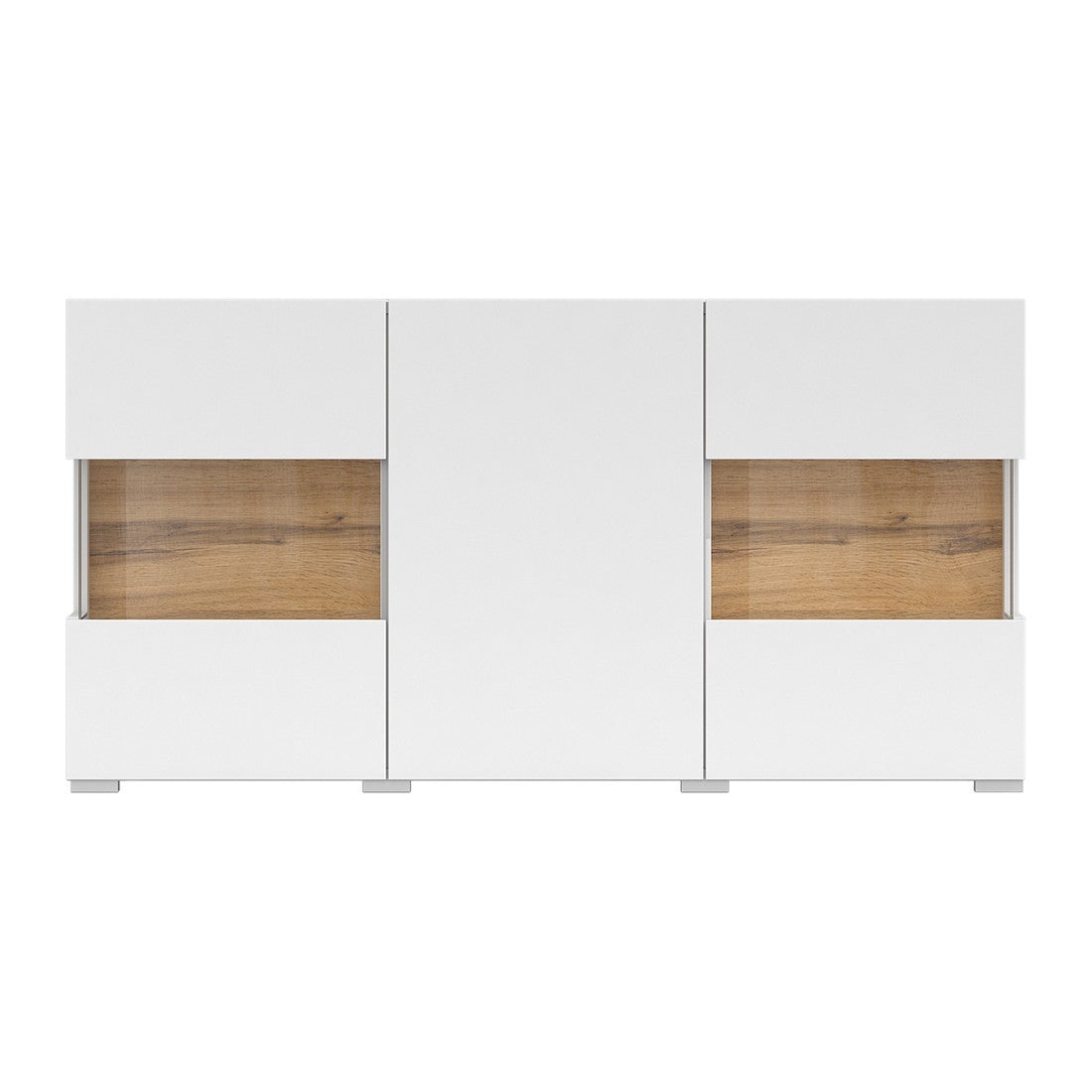 Credenza 120cm collezione EVA a 3 porte. Colore bianco e rovere.