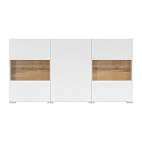 Credenza 120cm collezione EVA a 3 porte. Colore bianco e rovere.