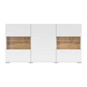 Credenza 120cm collezione EVA a 3 porte. Colore bianco e rovere.