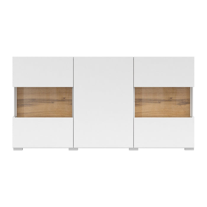 Credenza 120cm collezione EVA a 3 porte. Colore bianco e rovere.