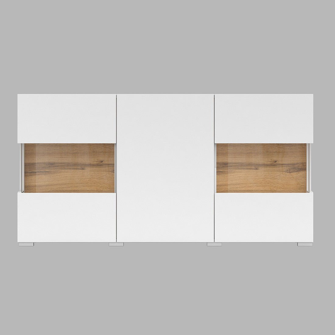 Credenza 120cm collezione EVA a 3 porte. Colore bianco e rovere.