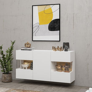 Credenza 120cm collezione EVA a 3 porte. Colore bianco e rovere.