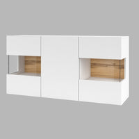 Credenza 120cm collezione EVA a 3 porte. Colore bianco e rovere.