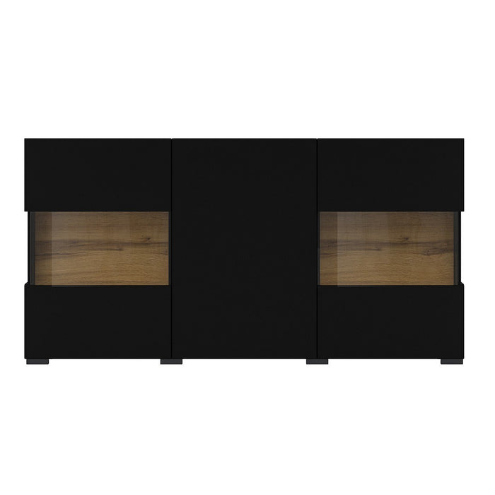 Buffet 120cm collezione EVA a 3 porte. Colore nero e rovere.