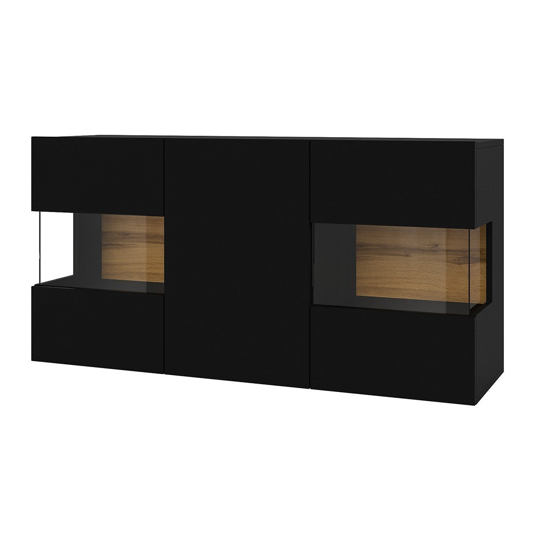 Buffet 120cm collezione EVA a 3 porte. Colore nero e rovere.