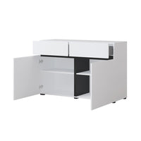 Buffet 120cm colori bianco e nero collezione HAVANA. Credenza di design con 2 porte e 2 cassetti.