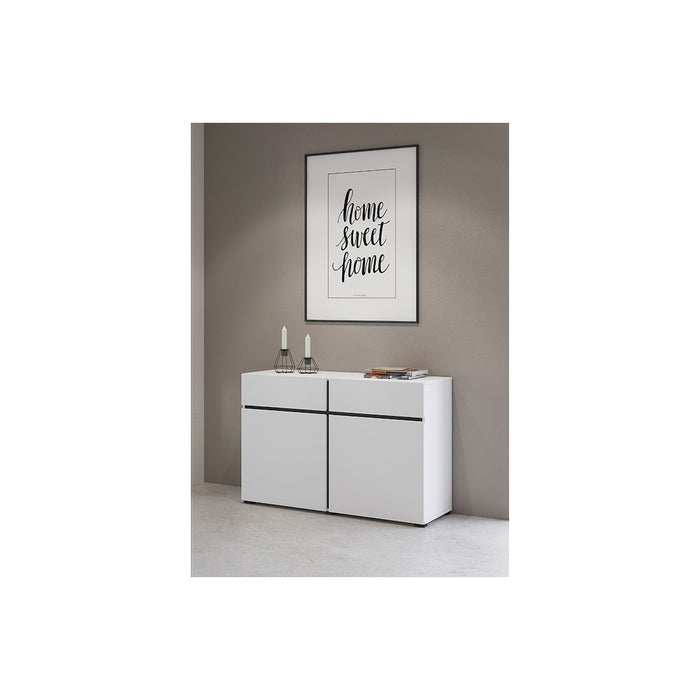 Buffet 120cm colori bianco e nero collezione HAVANA. Credenza di design con 2 porte e 2 cassetti.