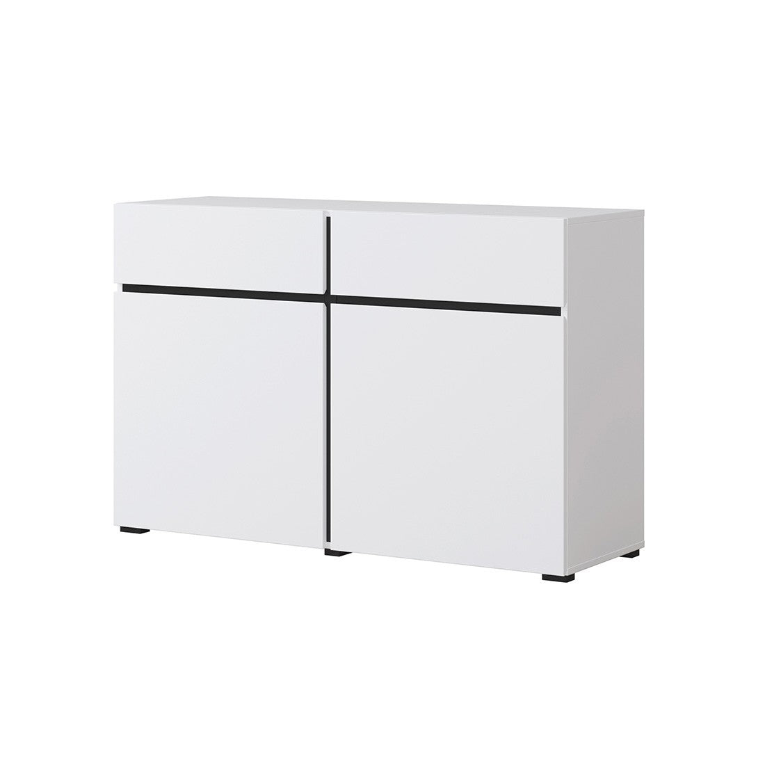 Buffet 120cm colori bianco e nero collezione HAVANA. Credenza di design con 2 porte e 2 cassetti.