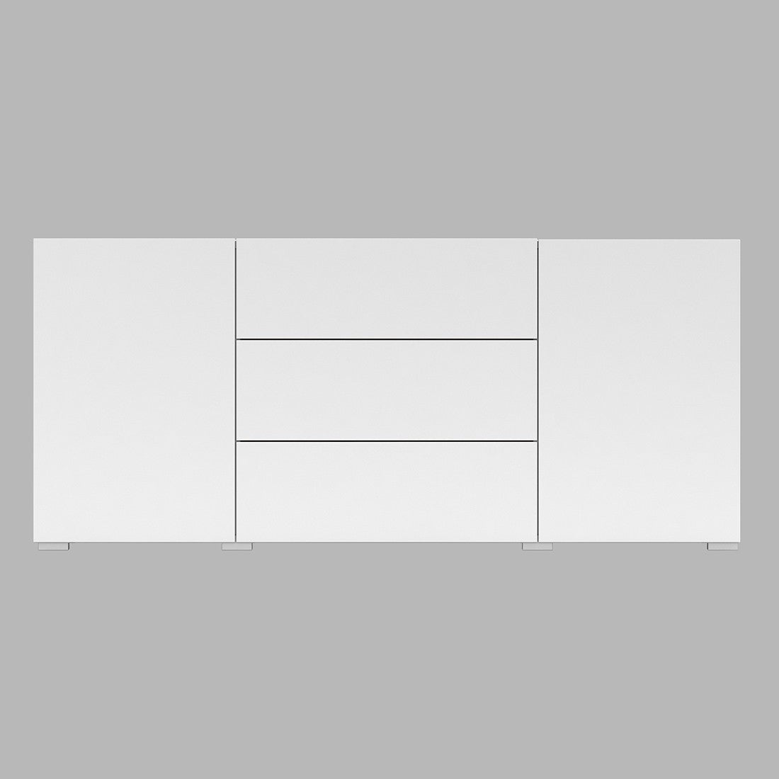 Buffet 140cm collezione EVA con 2 porte e 3 cassetti. Colore bianco e rovere.