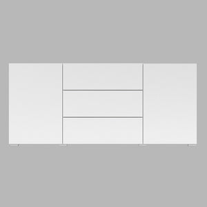 Buffet 140cm collezione EVA con 2 porte e 3 cassetti. Colore bianco e rovere.