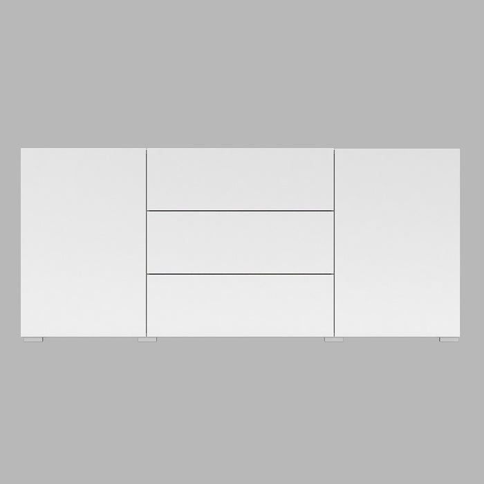 Buffet 140cm collezione EVA con 2 porte e 3 cassetti. Colore bianco e rovere.