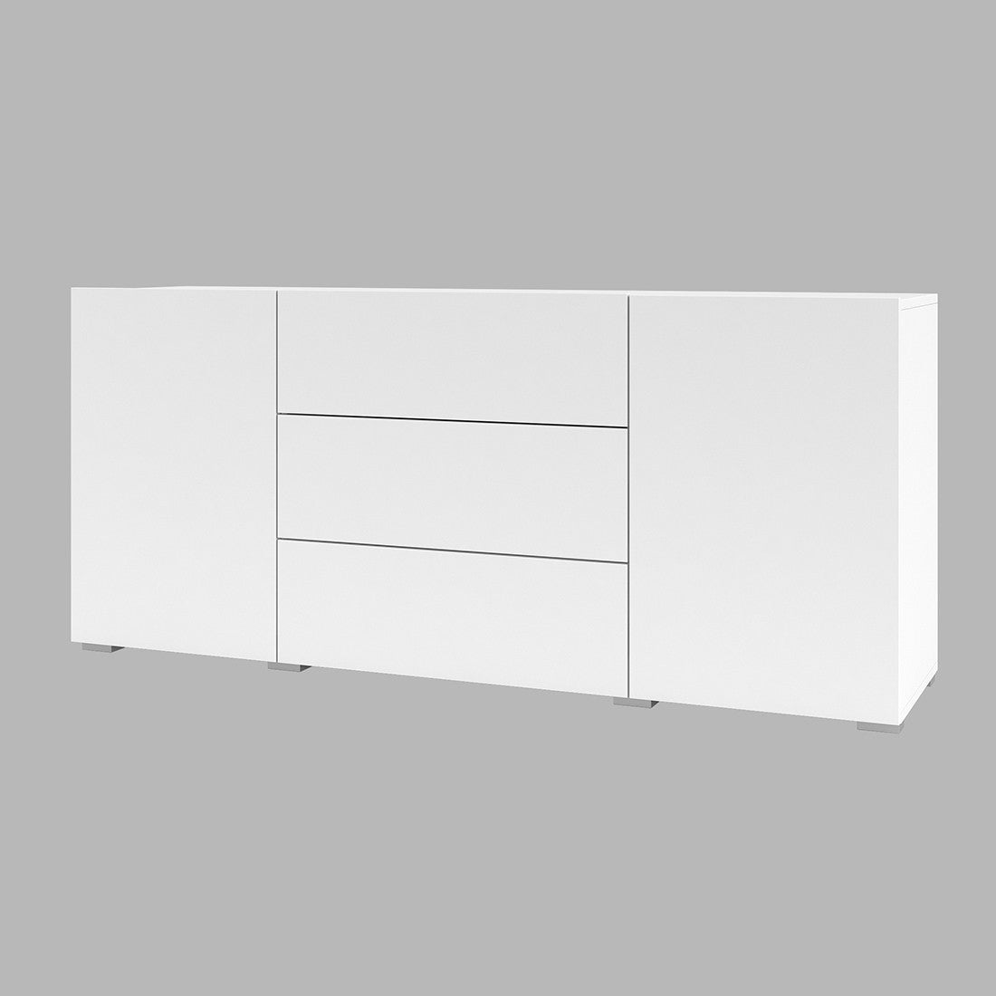 Buffet 140cm collezione EVA con 2 porte e 3 cassetti. Colore bianco e rovere.