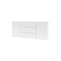 Buffet 140cm collezione EVA con 2 porte e 3 cassetti. Colore bianco e rovere.