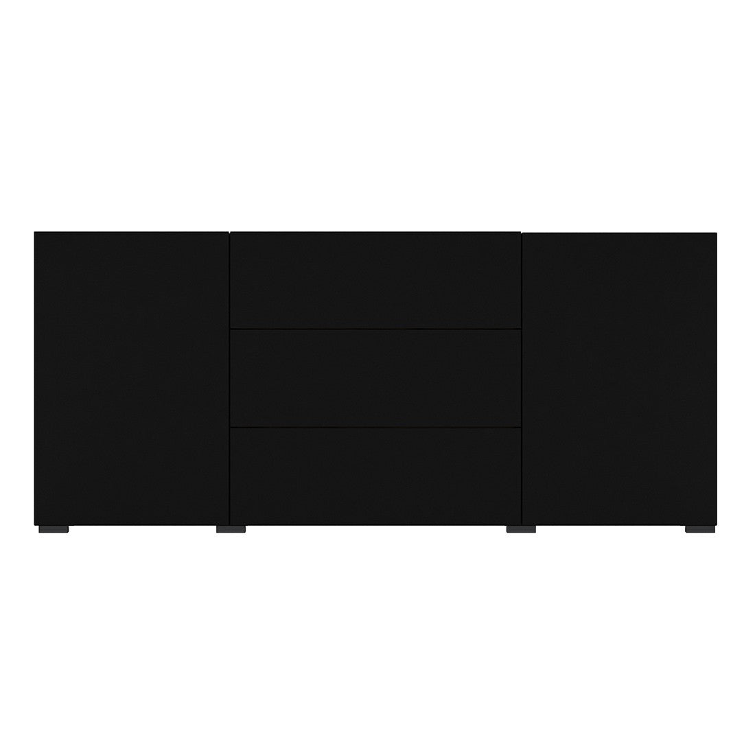 Credenza 140 cm collezione EVA con 2 ante e 3 cassetti. Colore nero e rovere.