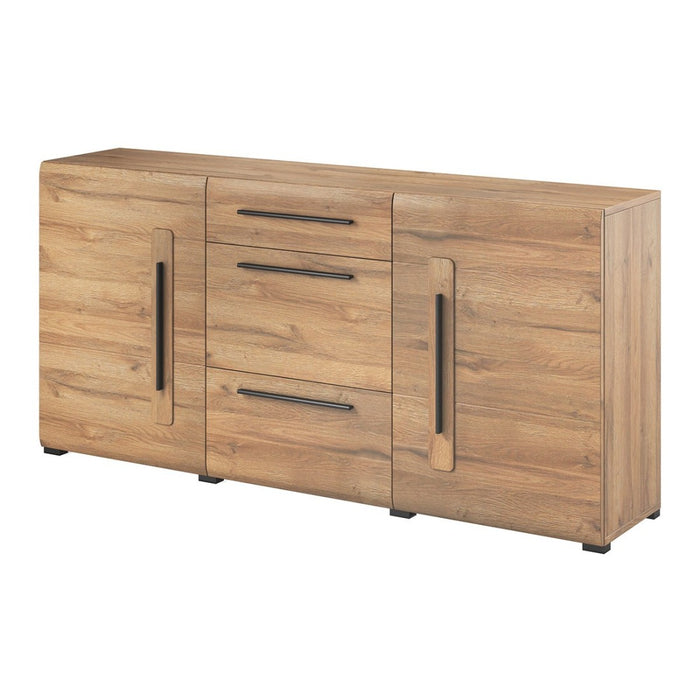 Buffet 180cm collezione BREDA con due porte parzialmente vetrate e tre cassetti. Colore Rovere