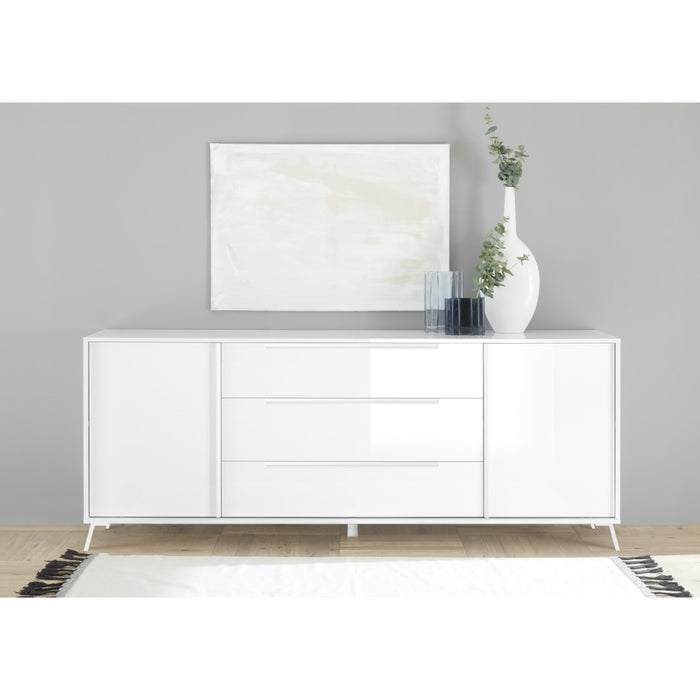 Buffet 2 porte 3 cassetti collezione SKY. Colore bianco lucido lacato