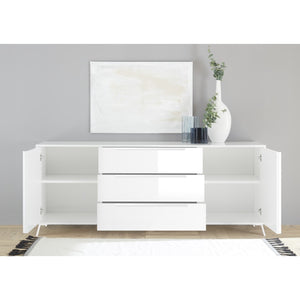 Buffet 2 porte 3 cassetti collezione SKY. Colore bianco lucido lacato