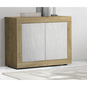 Buffet a 2 porte collezione ACCESS. Colori bianco e rovere chiaro.