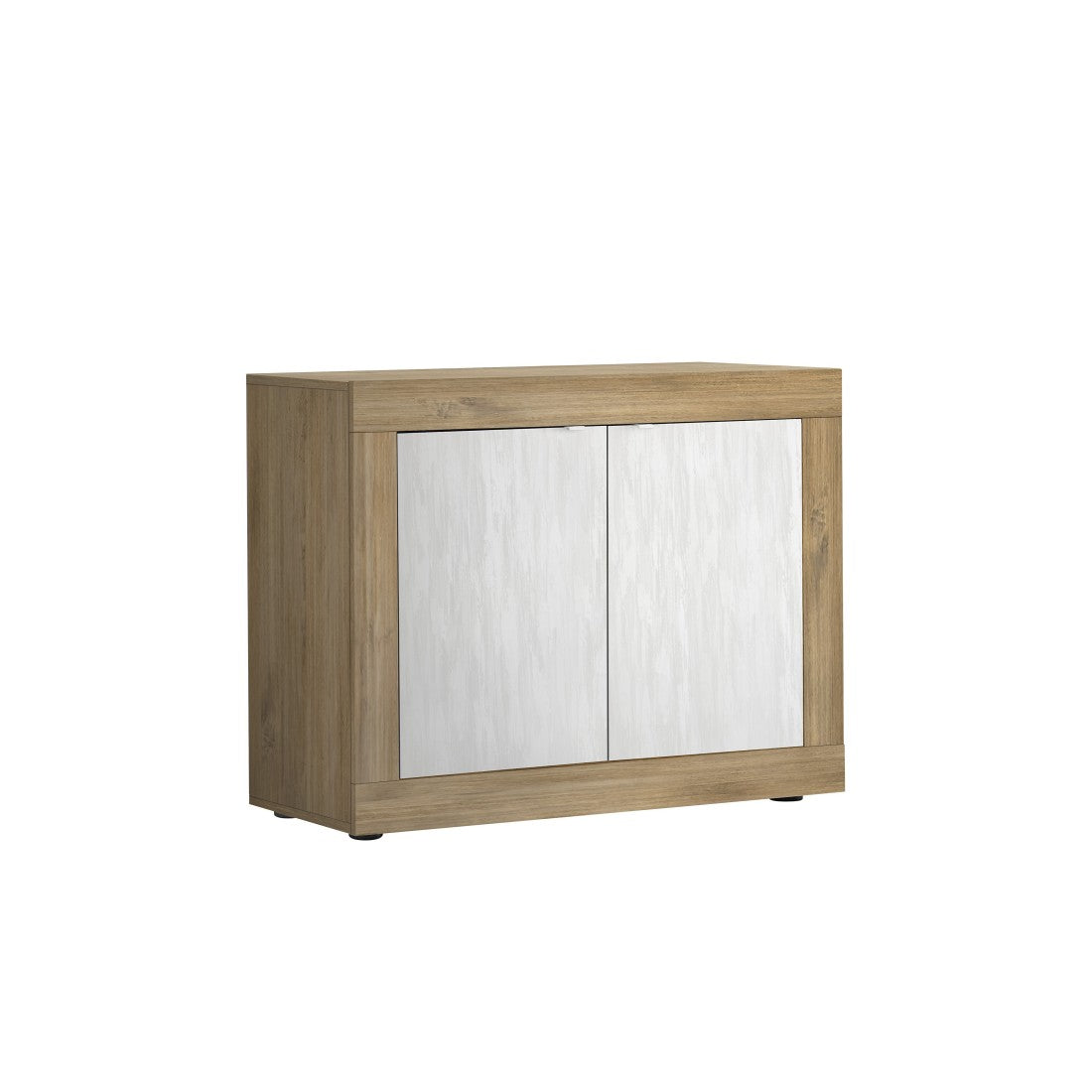 Credenza a 2 porte collezione ACCESS. Colori bianco e rovere scuro.