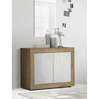 Credenza a 2 porte collezione ACCESS. Colori bianco e rovere scuro.