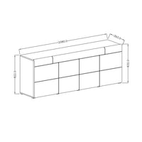 Buffet 200cm collezione OHIO. Colore bianco e finiture in quercia.