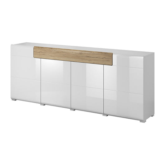 Buffet 200cm collezione OHIO. Colore bianco e finiture in quercia.