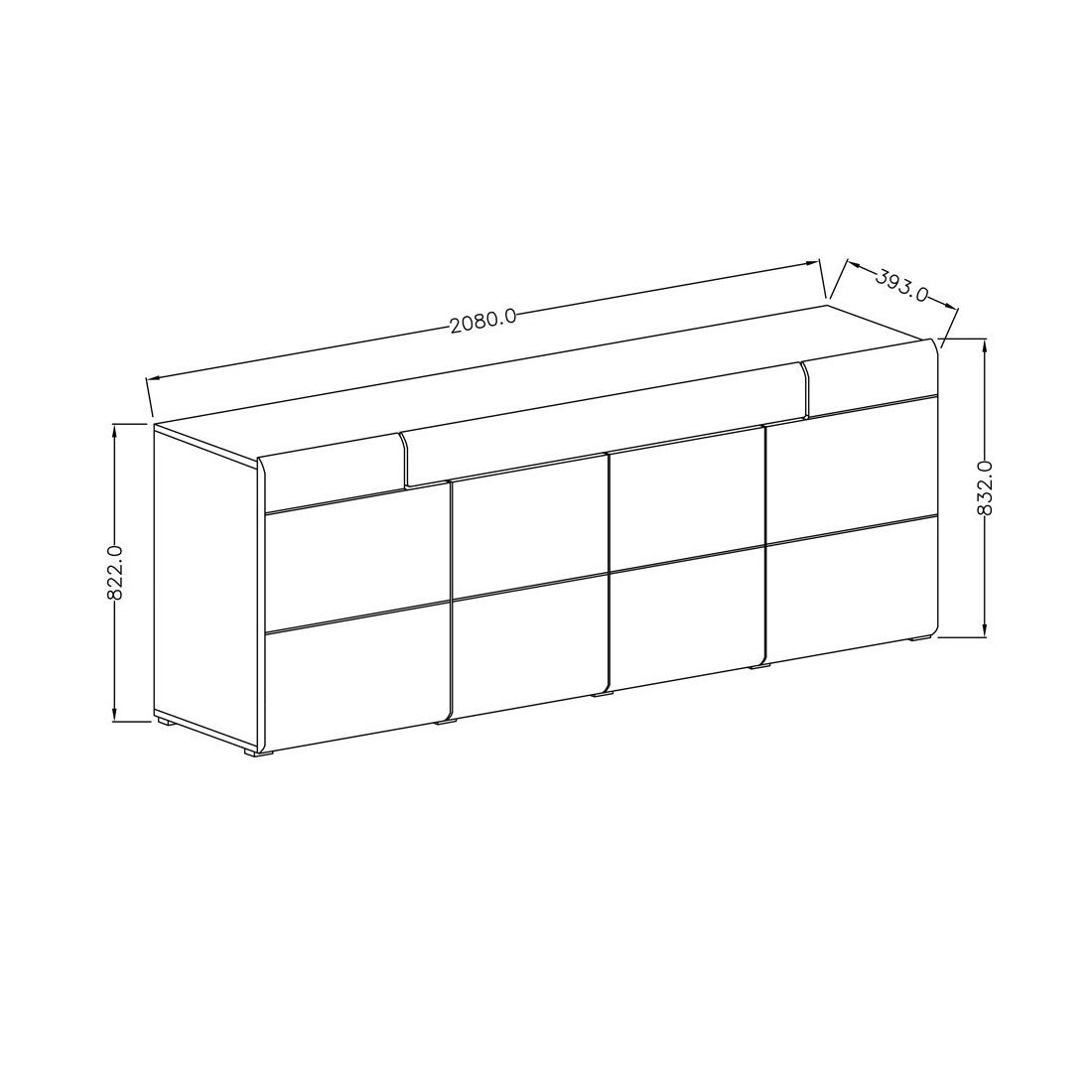 Buffet 200cm collezione OHIO. Color antracite e rovere.